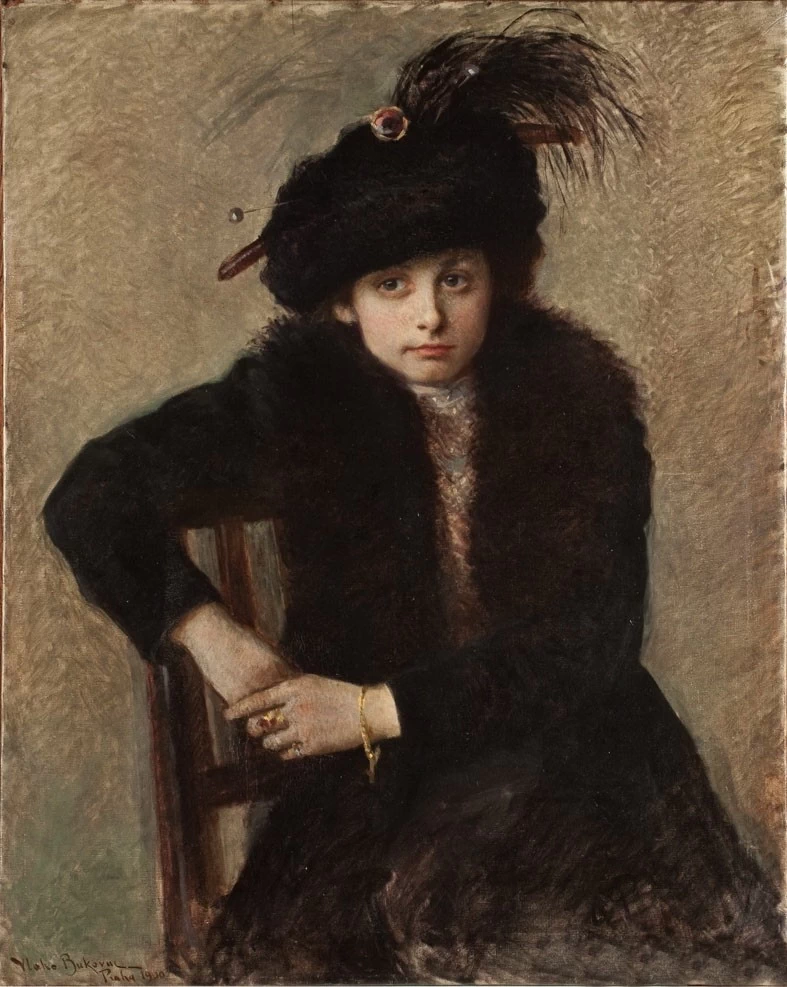 Vlaho Bukovac - 114, Ritratto di donna con cappello piumato